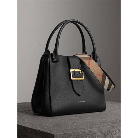 burberry small rreversible leather tote black|burberry medium buckle tote.